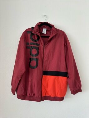adidas Red and Burgundy Colorblock Track Jacket